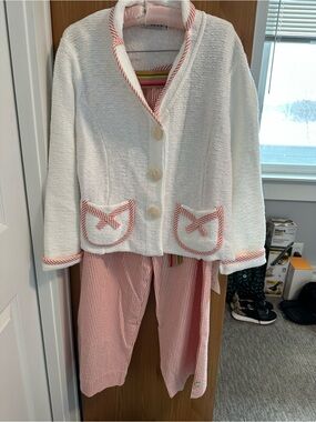 Willow White/Coral Stetch Jacket & Capri Pants NWT XL With Italian Sandals